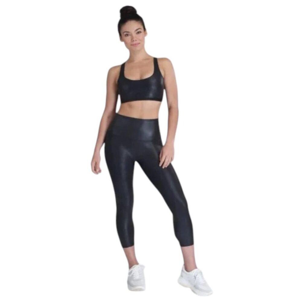 Spanx Faux Leather Cropped Leggings Very Black